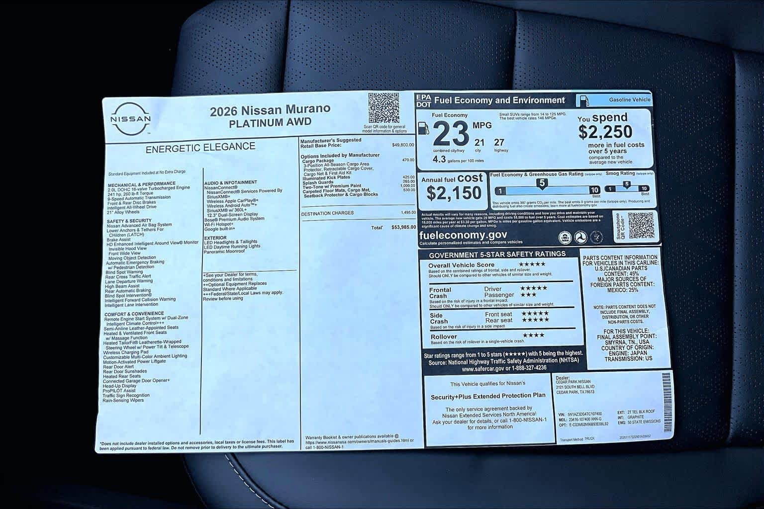 New 2026 Aurora Blue Pearl Metallic / Super Black Two-tone Nissan Platinum image 21