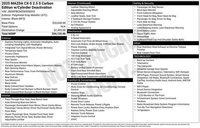 Used 2025 Gray Mazda 2.5 S Carbon Edition image 2