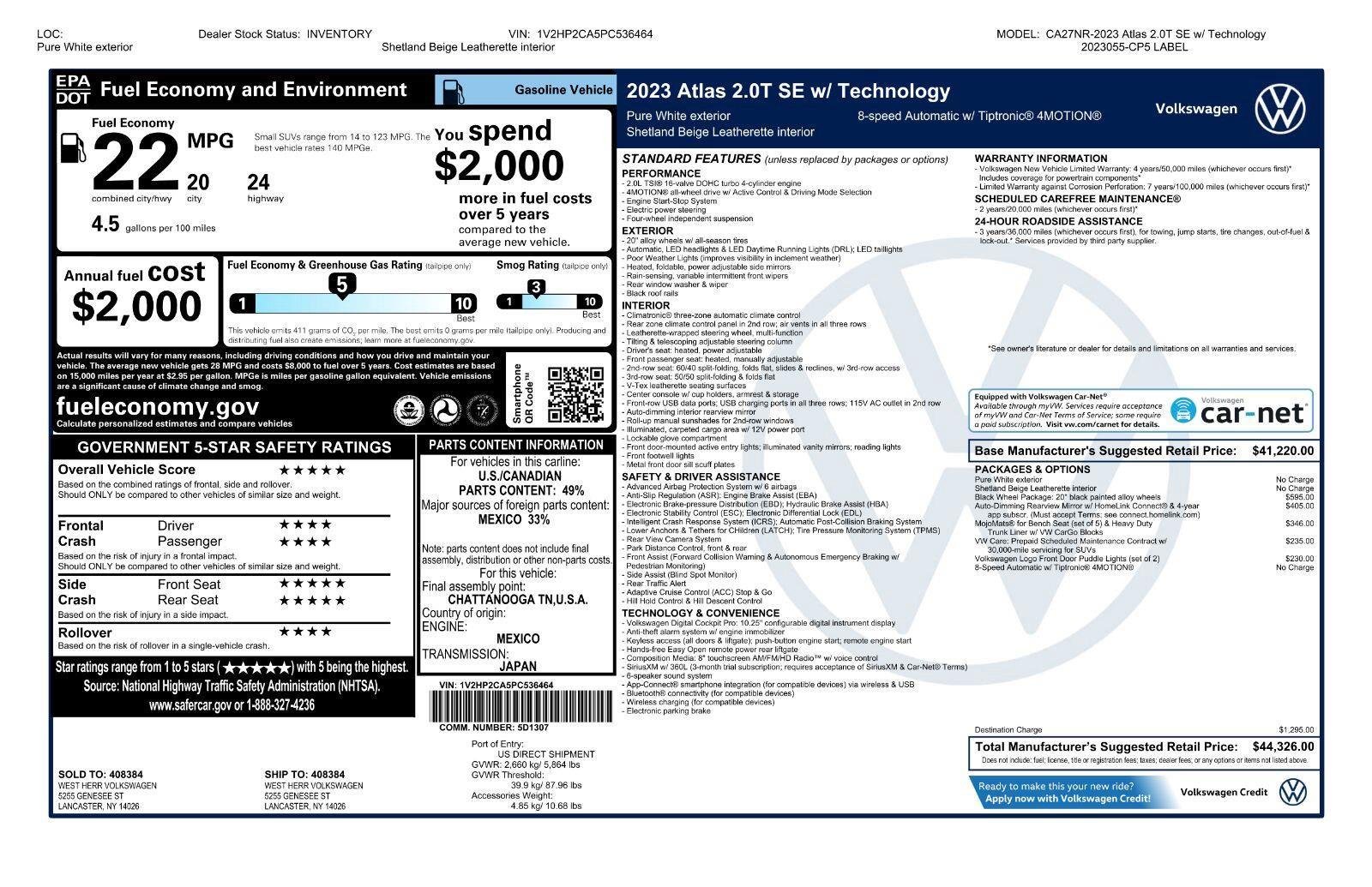 Certified Used 2023 Pure White Volkswagen 2.0T SE w/Technology image 47