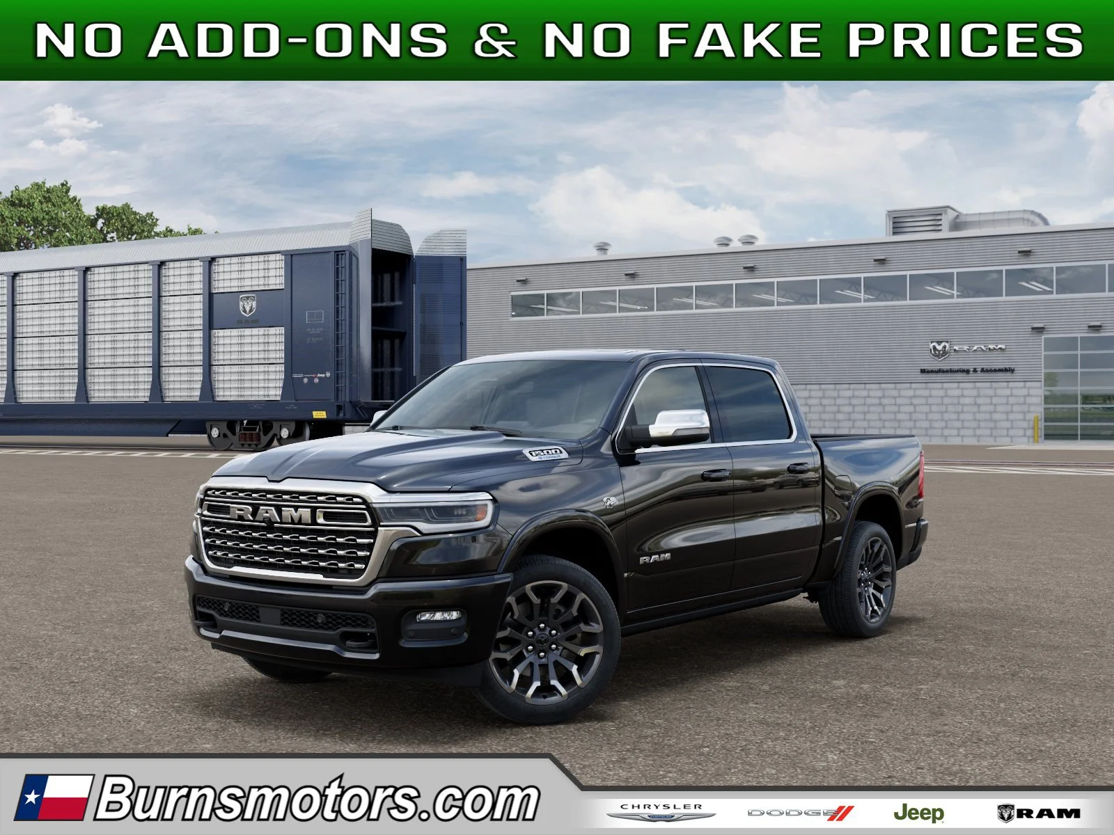 New 2026 Diamond Black Crystal Pearl-Coat Exterior Paint RAM Longhorn image 1