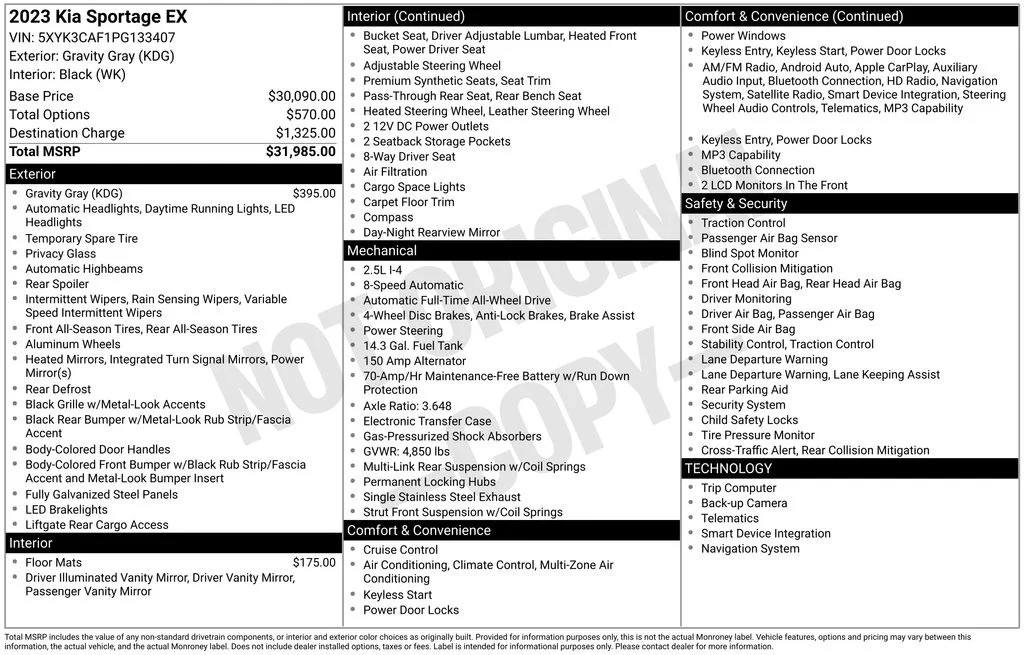 Certified Used 2023 Gray Kia EX image 2