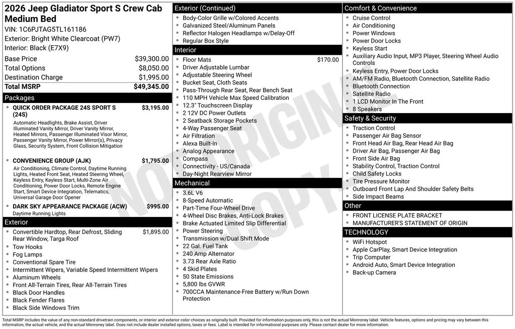 New 2026 Bright White Clear-Coat Exterior Paint Jeep Sport S image 31