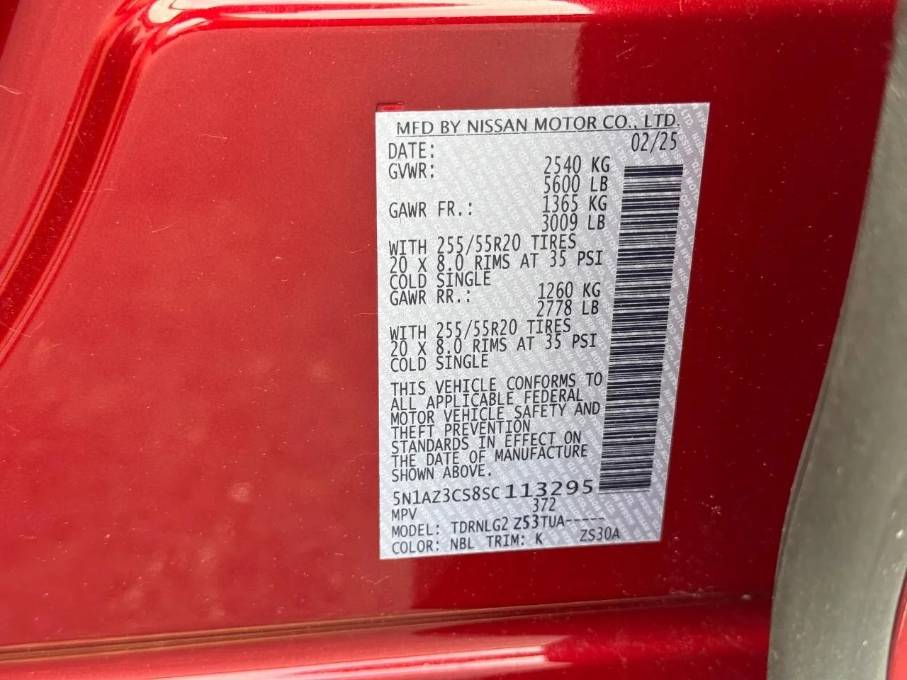 Used 2025 Scarlet Ember Tintcoat Nissan SL image 29