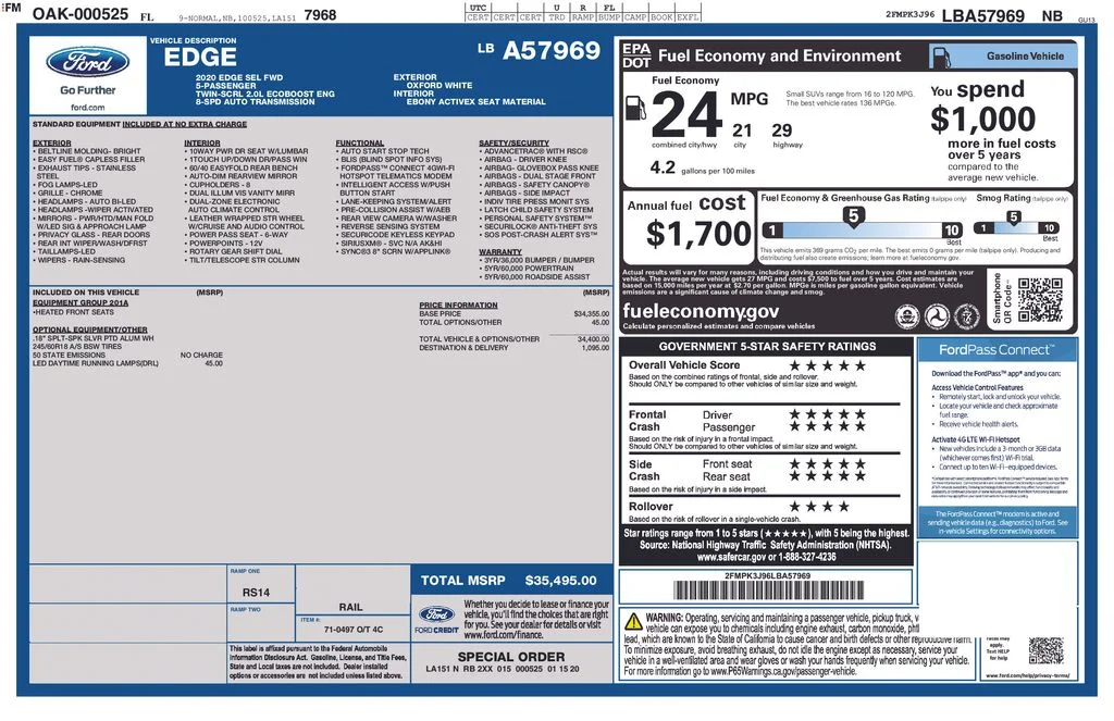 Used 2020 Oxford White Ford SEL image 2