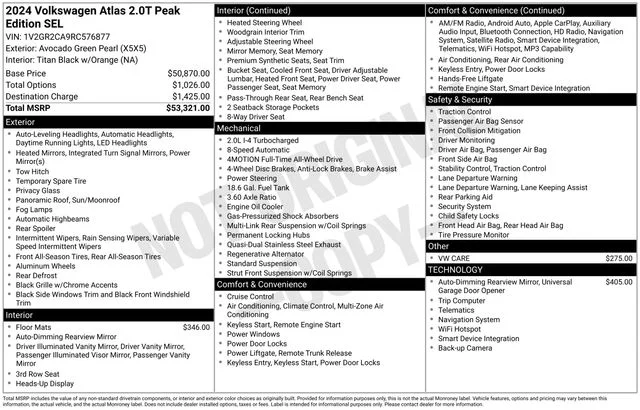 Used 2024 Green Volkswagen 2.0T Peak Edition SEL image 34