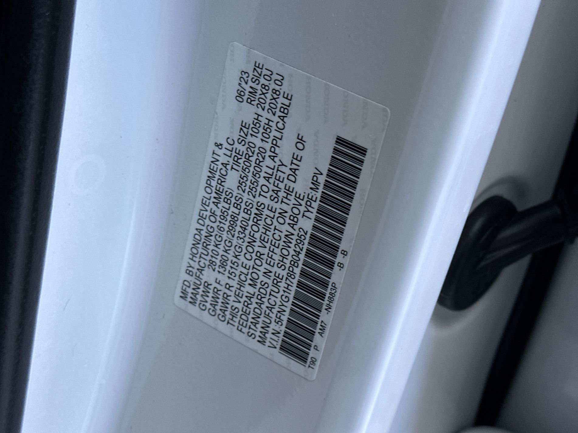 Used 2023 Platinum White Pearl Honda Touring image 13