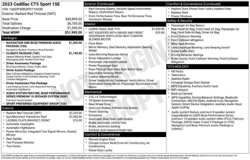 Used 2023 Red Cadillac Sport image 2