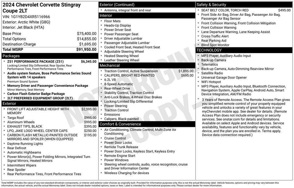 Used 2024 Arctic White Chevrolet Stingray image 5