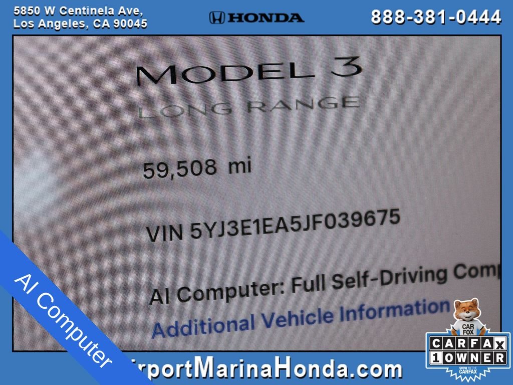 Used 2018 Tesla Model 3 Long Range with VIN 5YJ3E1EA5JF039675 for sale in Los Angeles, CA