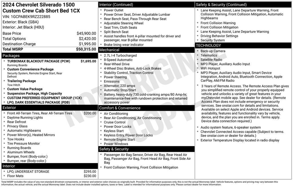 Used 2024 Black Chevrolet Custom image 12