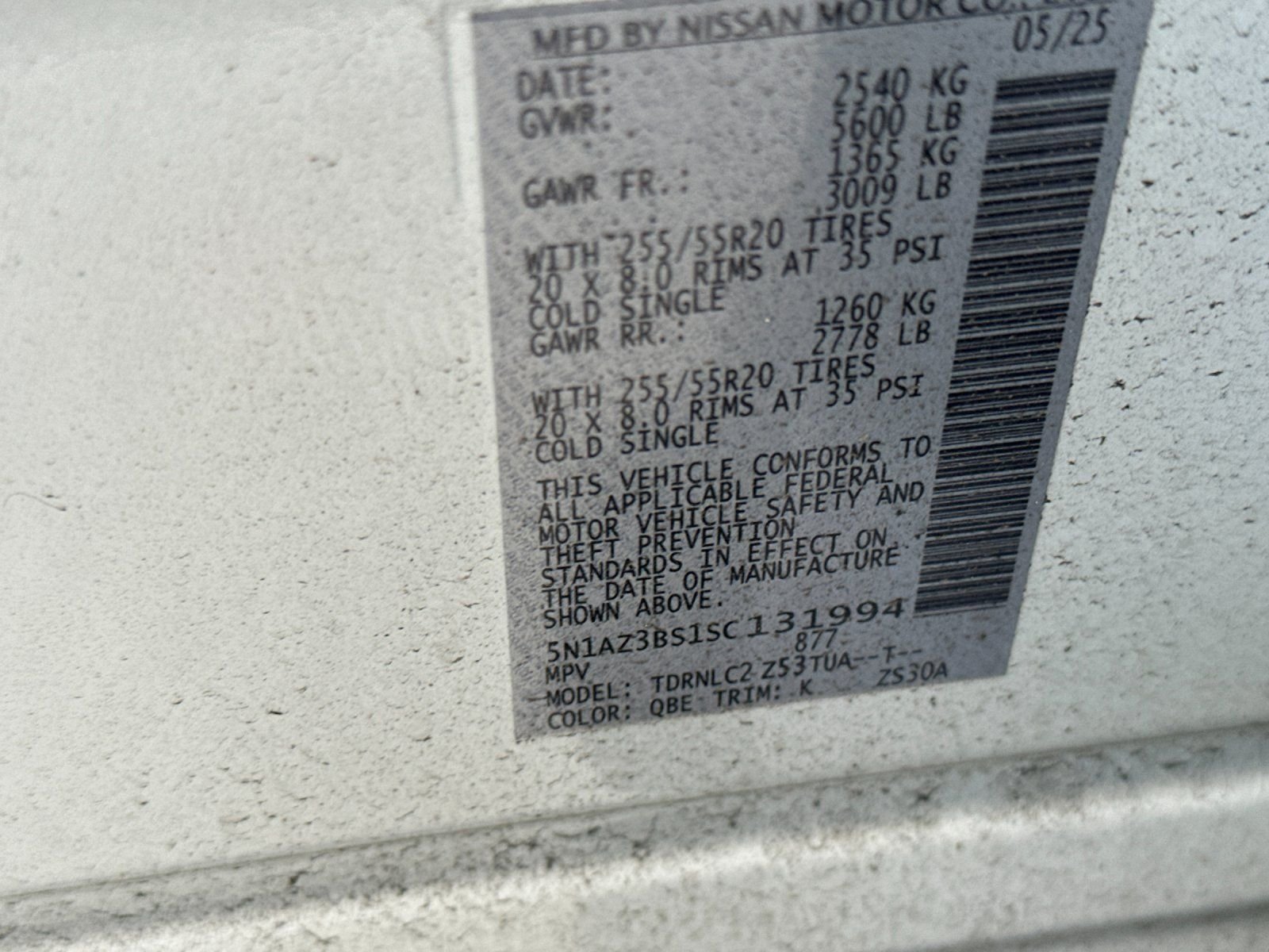 Used 2025 Everest White Pearl Tricoat Nissan SV image 26