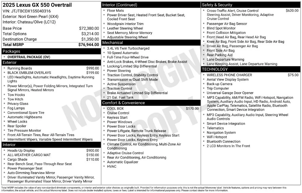 Used 2025 Green Pearl Lexus 550 Overtrail image 45