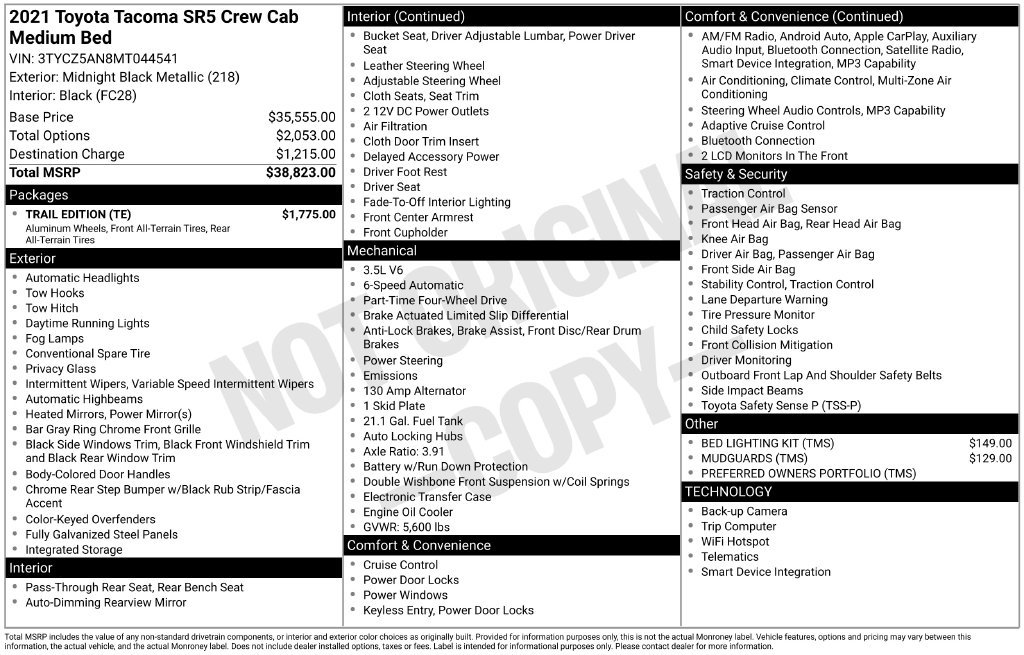 Certified Used 2021 Midnight Black Metallic Toyota SR5 image 6