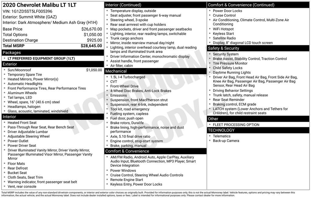 2020 Chevrolet Malibu 1LT - Photo 30