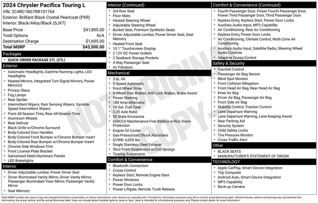 Used 2024 Black Chrysler Touring L image 29