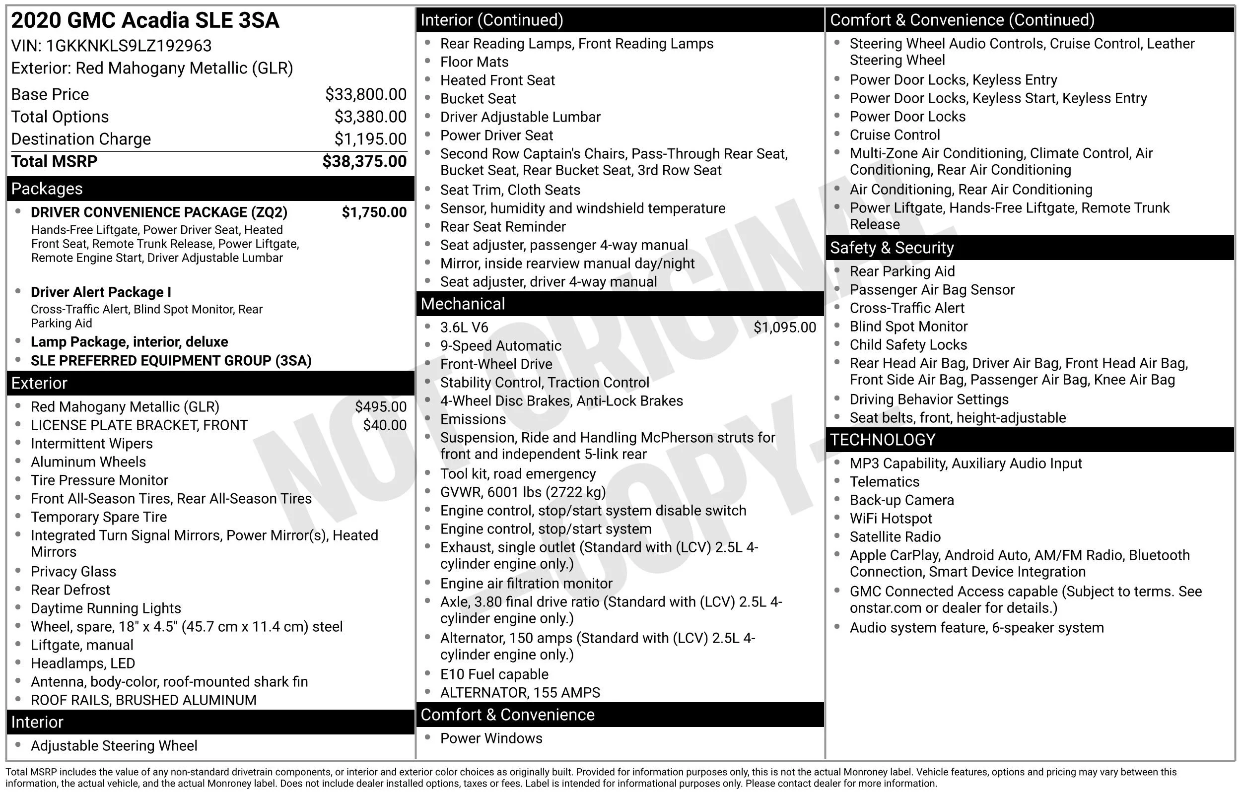 Used 2020 RED MAHOGANY METALLIC GMC SLE image 43