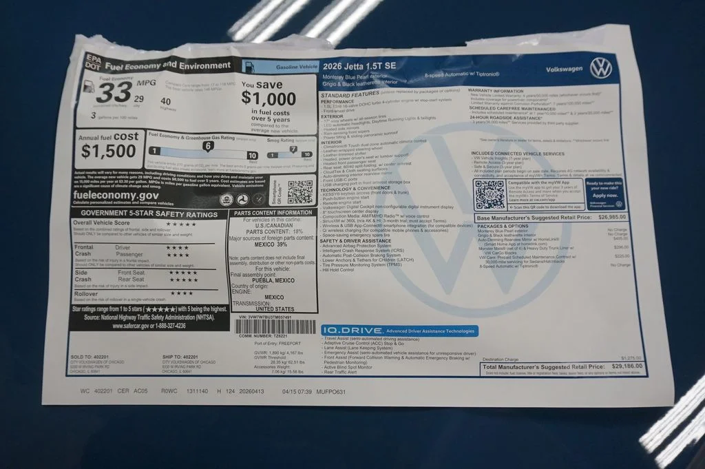 New 2026 Monterey Blue Pearl Volkswagen 1.5T SE image 30
