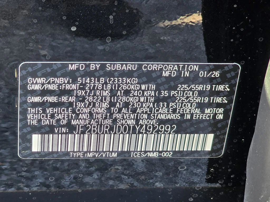 New 2026 CRYSTAL BLACK SILICA Subaru Touring XT image 33