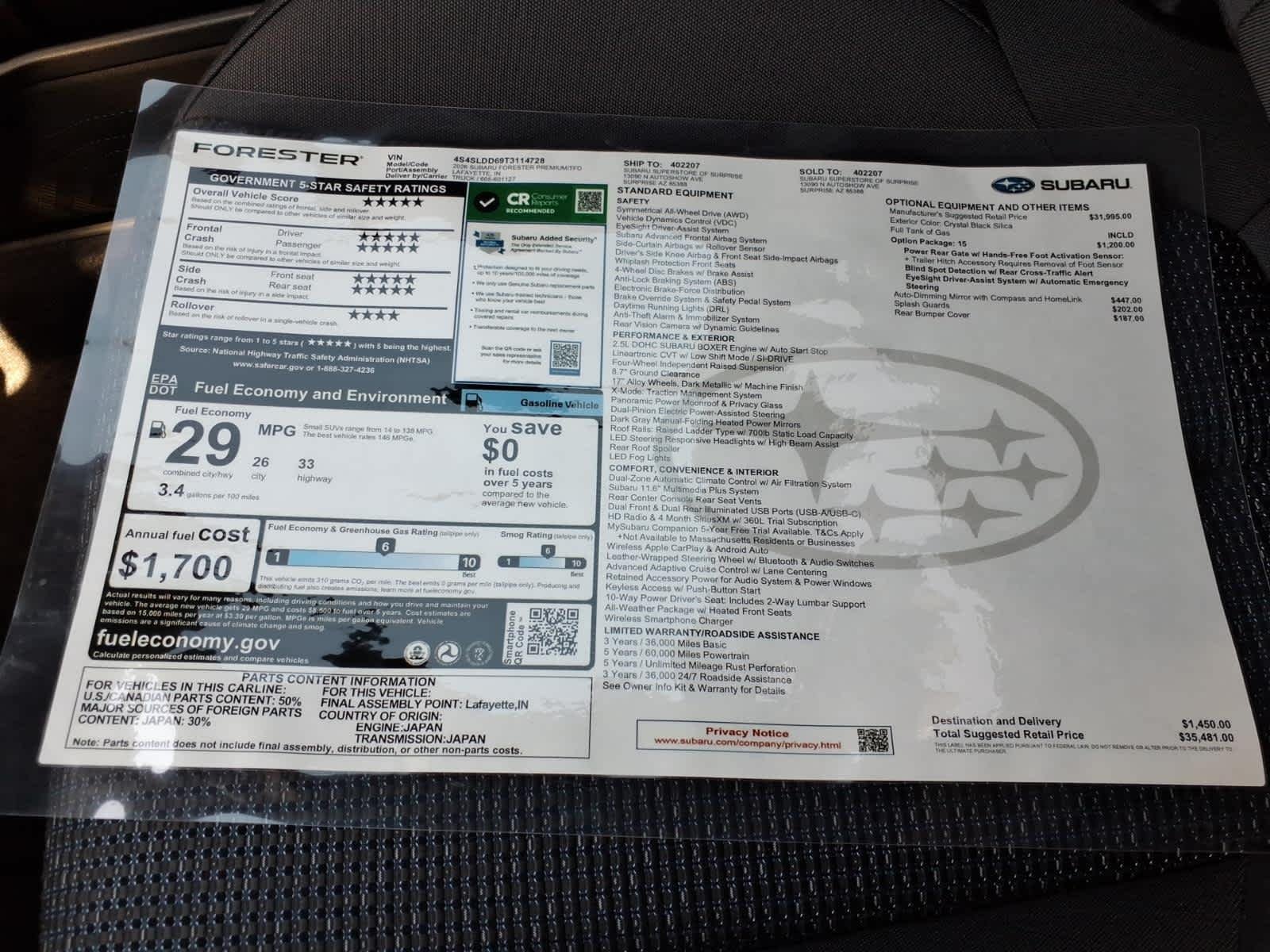 New 2026 CRYSTAL BLACK SILICA Subaru Premium image 40