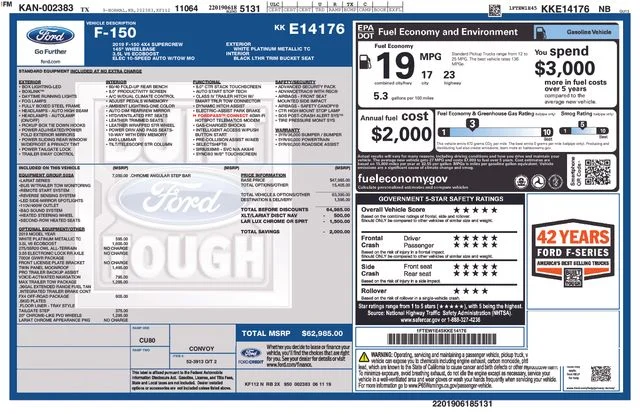 Used 2019 White Platinum Clearcoat Metallic Ford Lariat image 11
