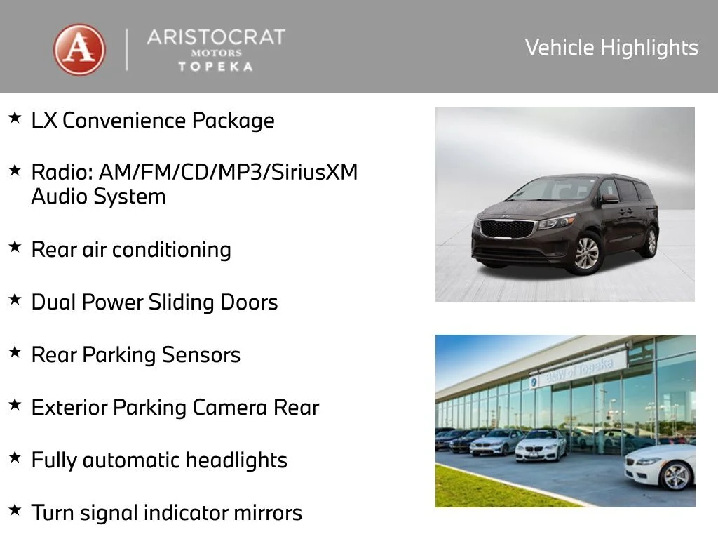 Used 2015 Kia Sedona LX with VIN KNDMB5C17F6029739 for sale in Kansas City