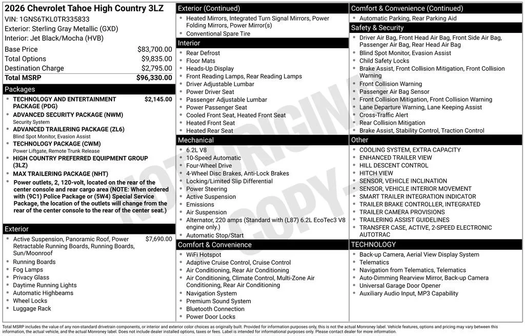 2026 Chevrolet Tahoe High Country 4WD's photo