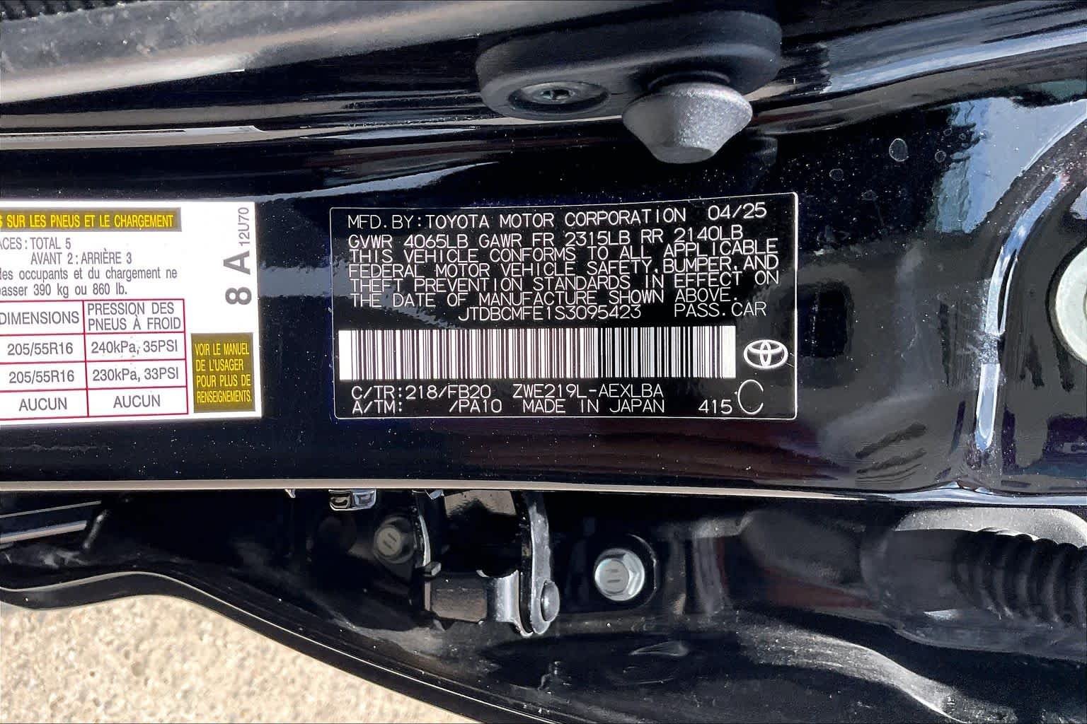 Used 2025 Midnight Black Metallic Toyota Hybrid LE image 33