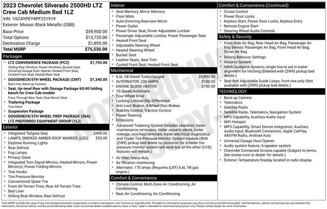 Certified Used 2023 MOSAIC BLACK METALLIC Chevrolet LTZ image 34