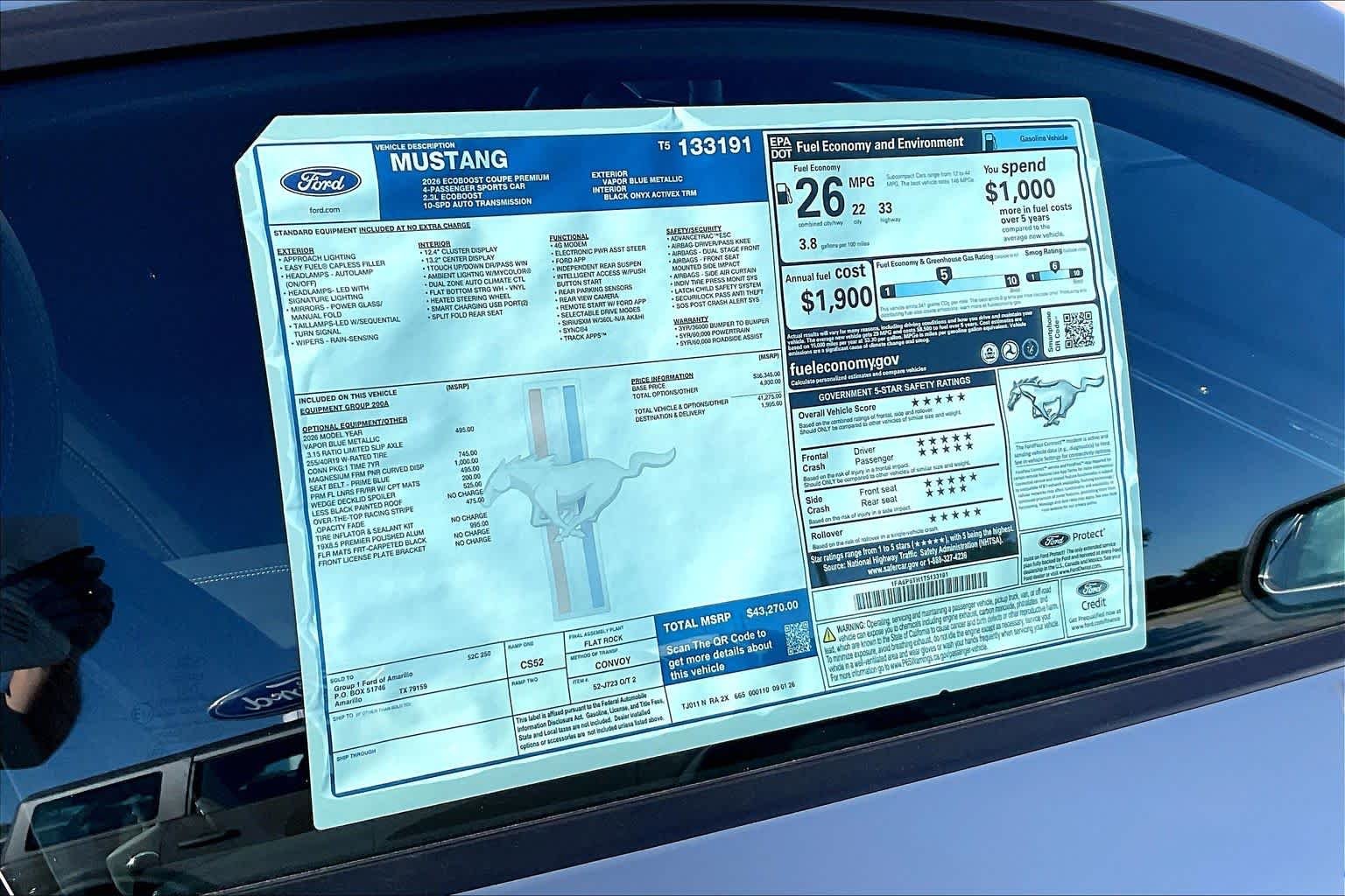 New 2026 Vapor Blue Metallic Ford EcoBoost® Premium Fastback image 18