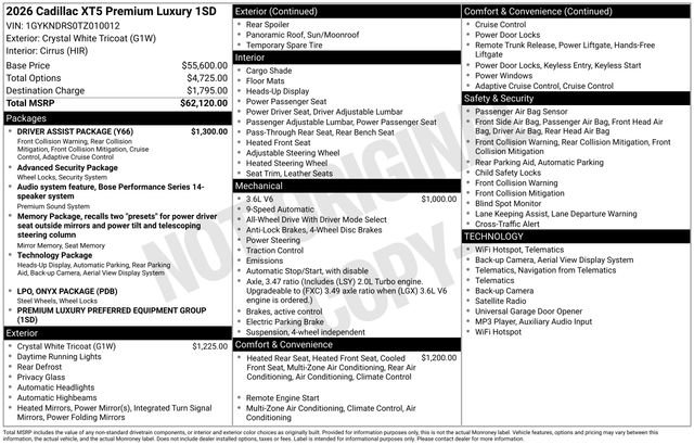 Used 2026 Crystal White Cadillac Premium Luxury image 1