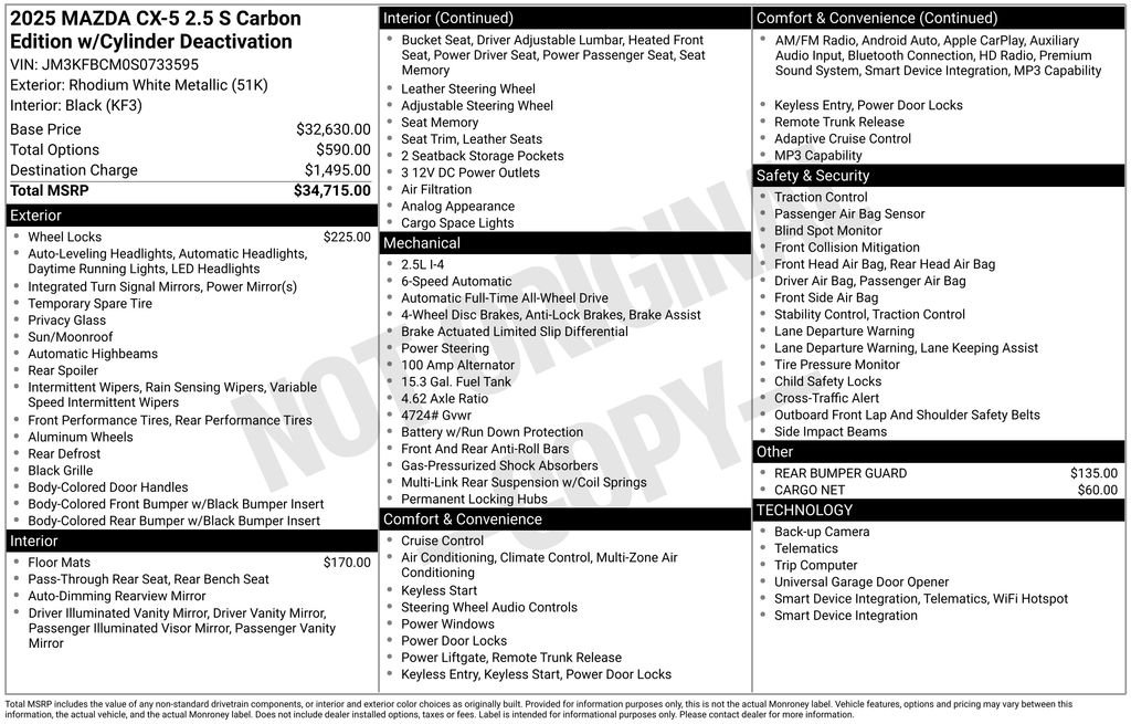 Used 2025 Rhodium White Metallic Mazda 2.5 S Carbon Edition image 33