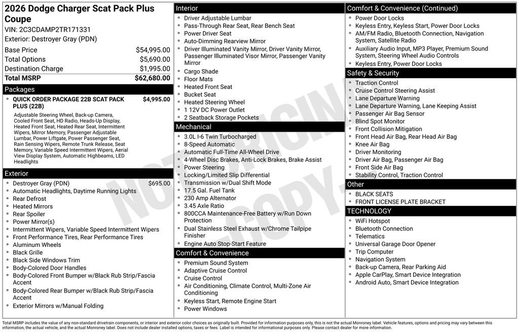 New 2026 Destroyer Gray Exterior Paint Dodge Scat Pack Plus image 21