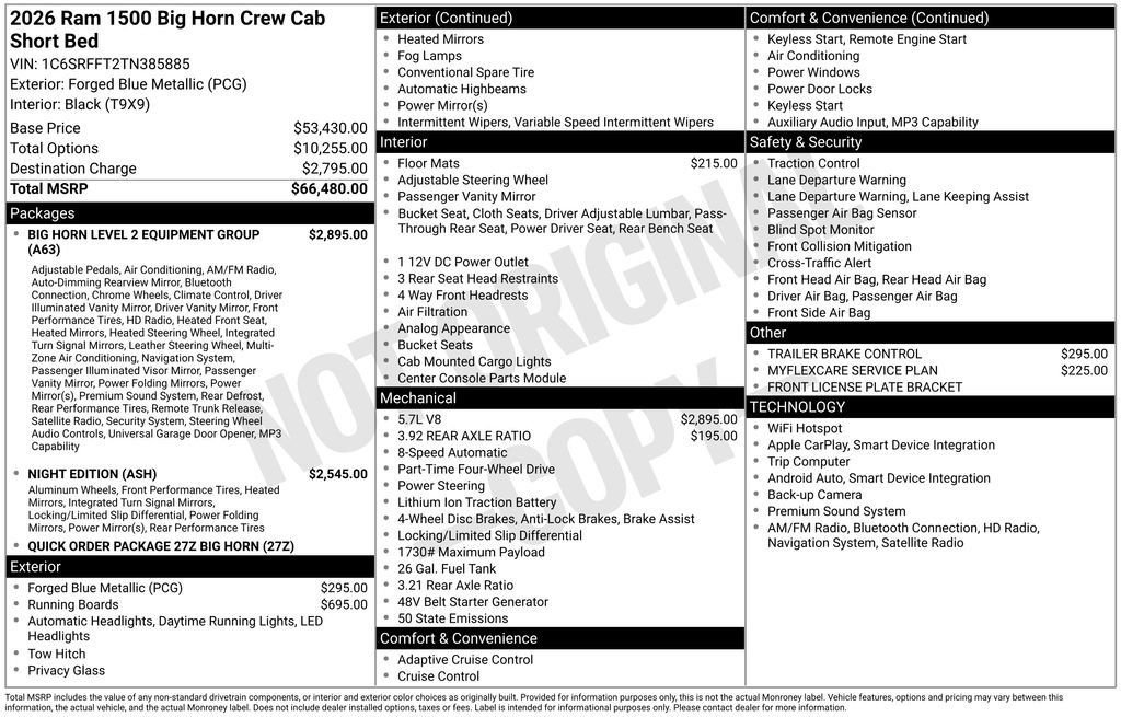 2026 RAM 1500 Big Horn/Lone Star 4x4 Crew Cab 5'7's photo