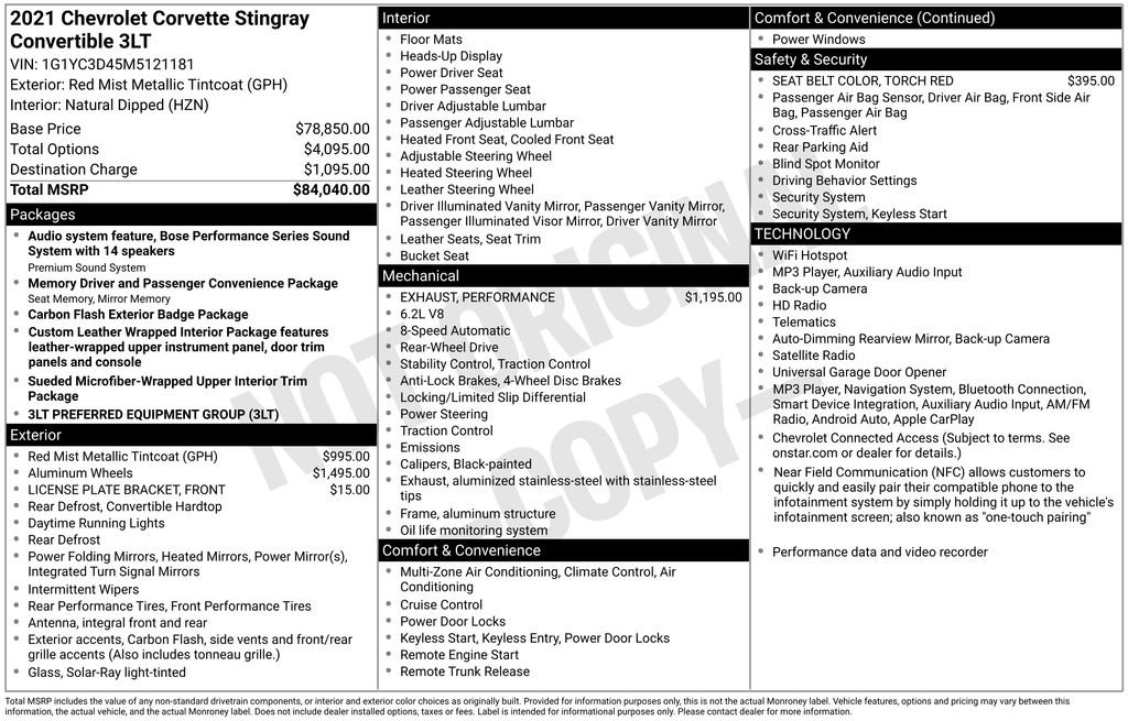 Used 2021 Red Chevrolet Stingray image 2