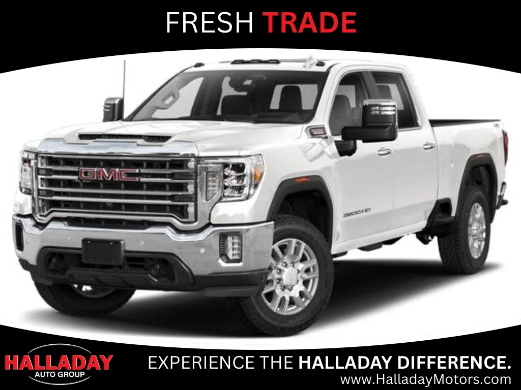 Used 2022 White Frost Tricoat GMC SLT image 1