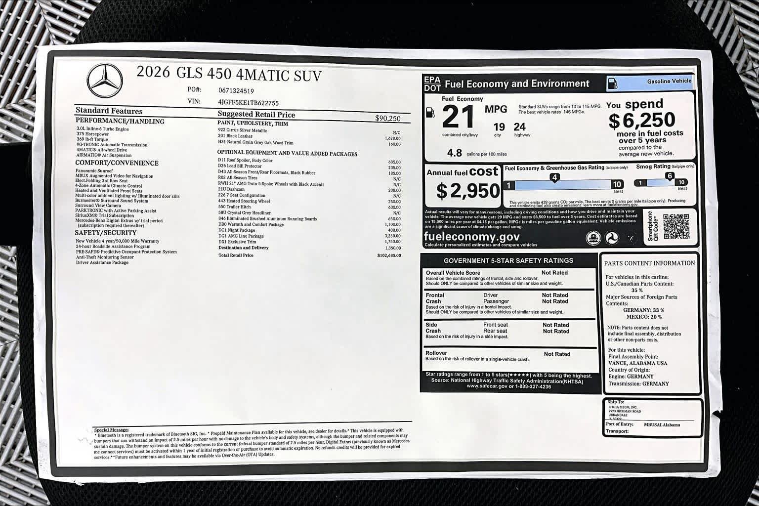 New 2026 Cirrus Silver Metallic Mercedes-Benz GLS 450 image 26