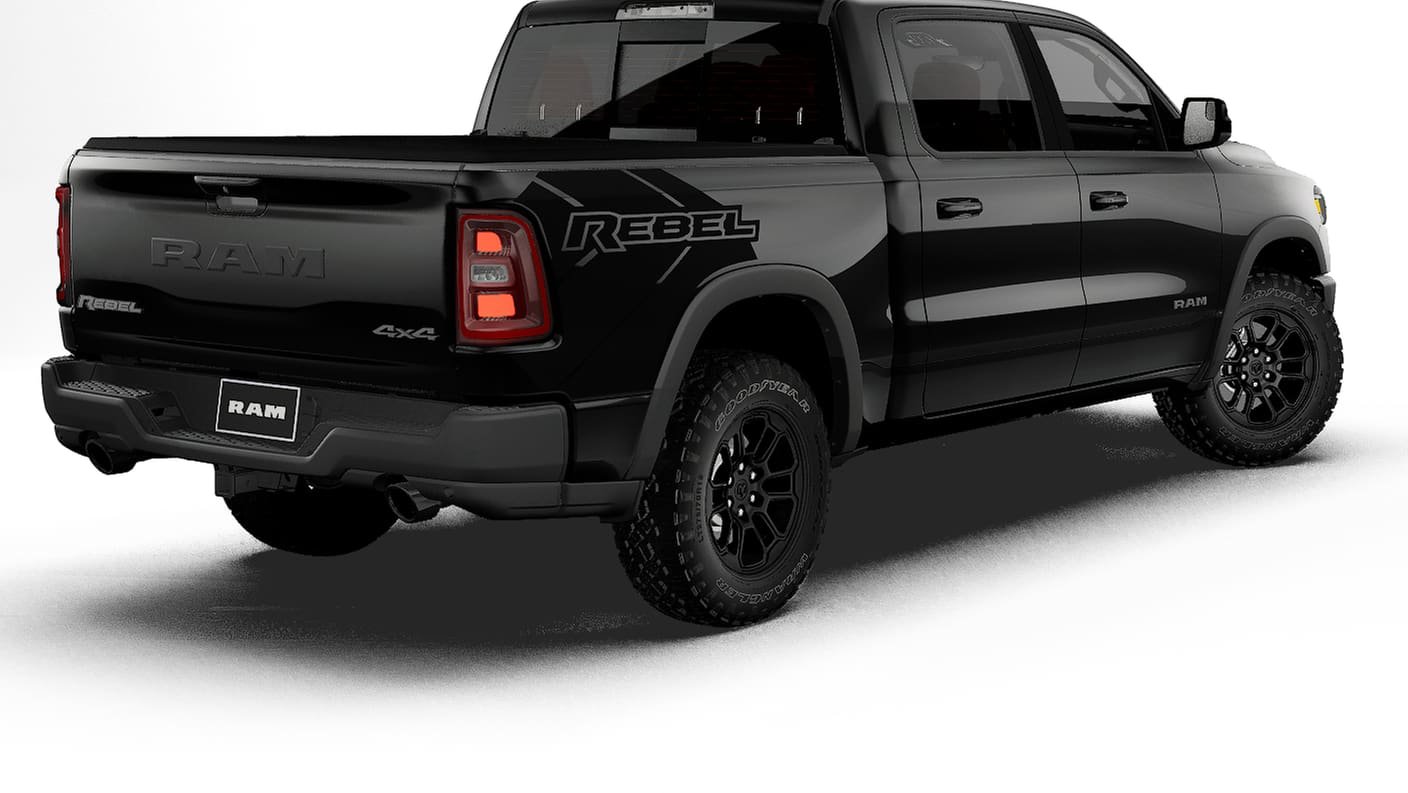 New 2027 Diamond Black Crystal Pearl-Coat Exterior Paint RAM REBEL image 2
