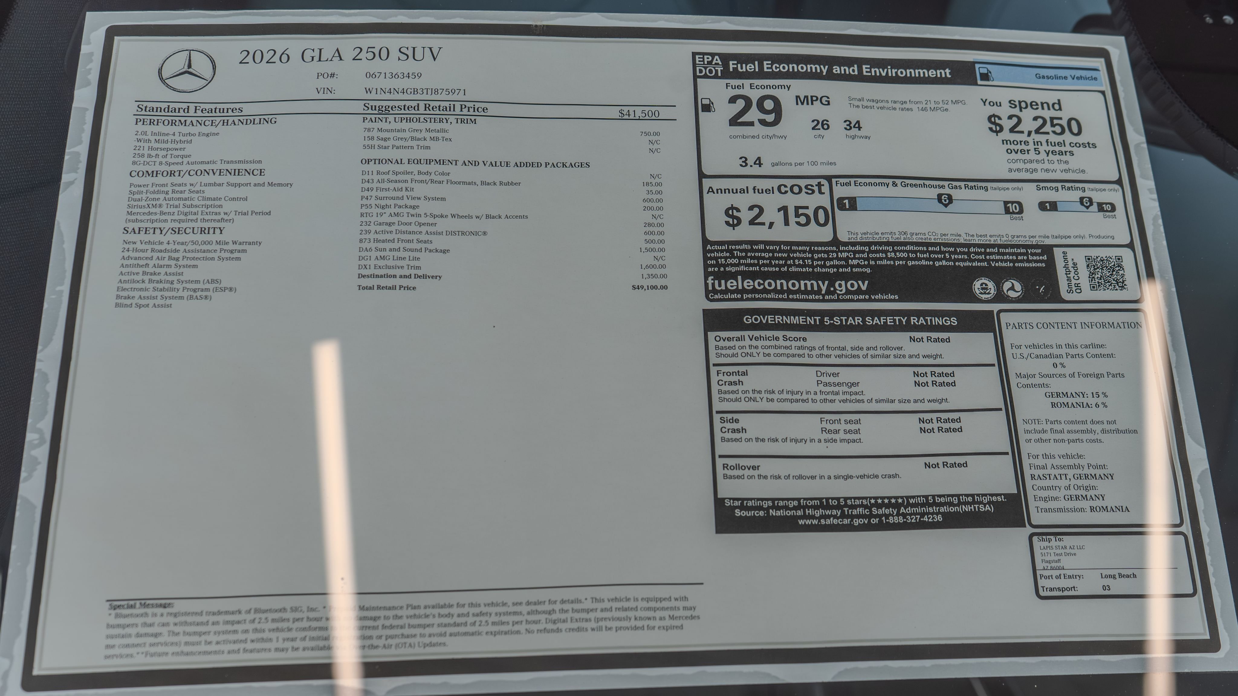 New 2026 Mountain Grey Metallic Mercedes-Benz GLA 250 image 35