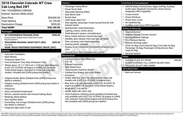 2018 Chevrolet Colorado Work Truck