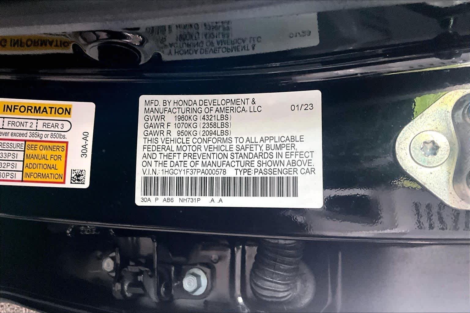 Used 2023 Crystal Black Pearl Honda EX image 30