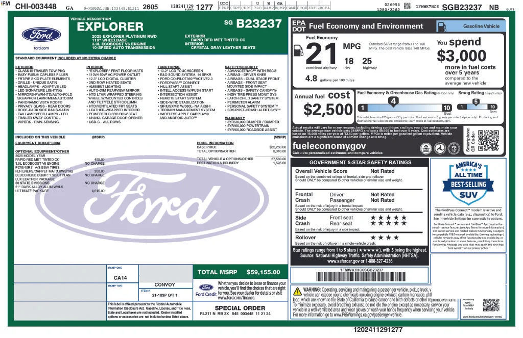 Certified Used 2025 Rapid Red Metallic Tinted Clearcoat Ford Platinum image 33