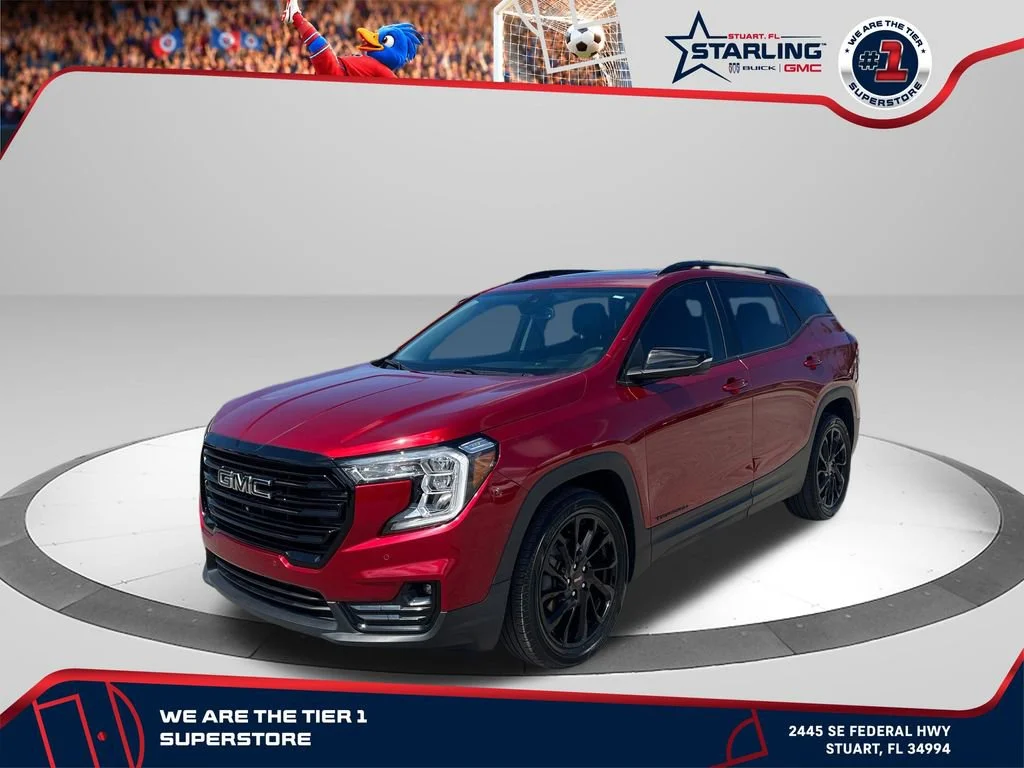 Used 2023 Volcanic Red Tintcoat GMC SLT image 1
