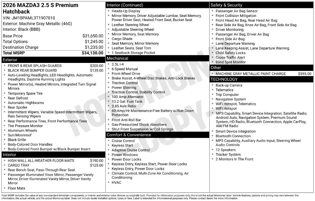 New 2026 Gray Mazda 2.5 S Premium image 2