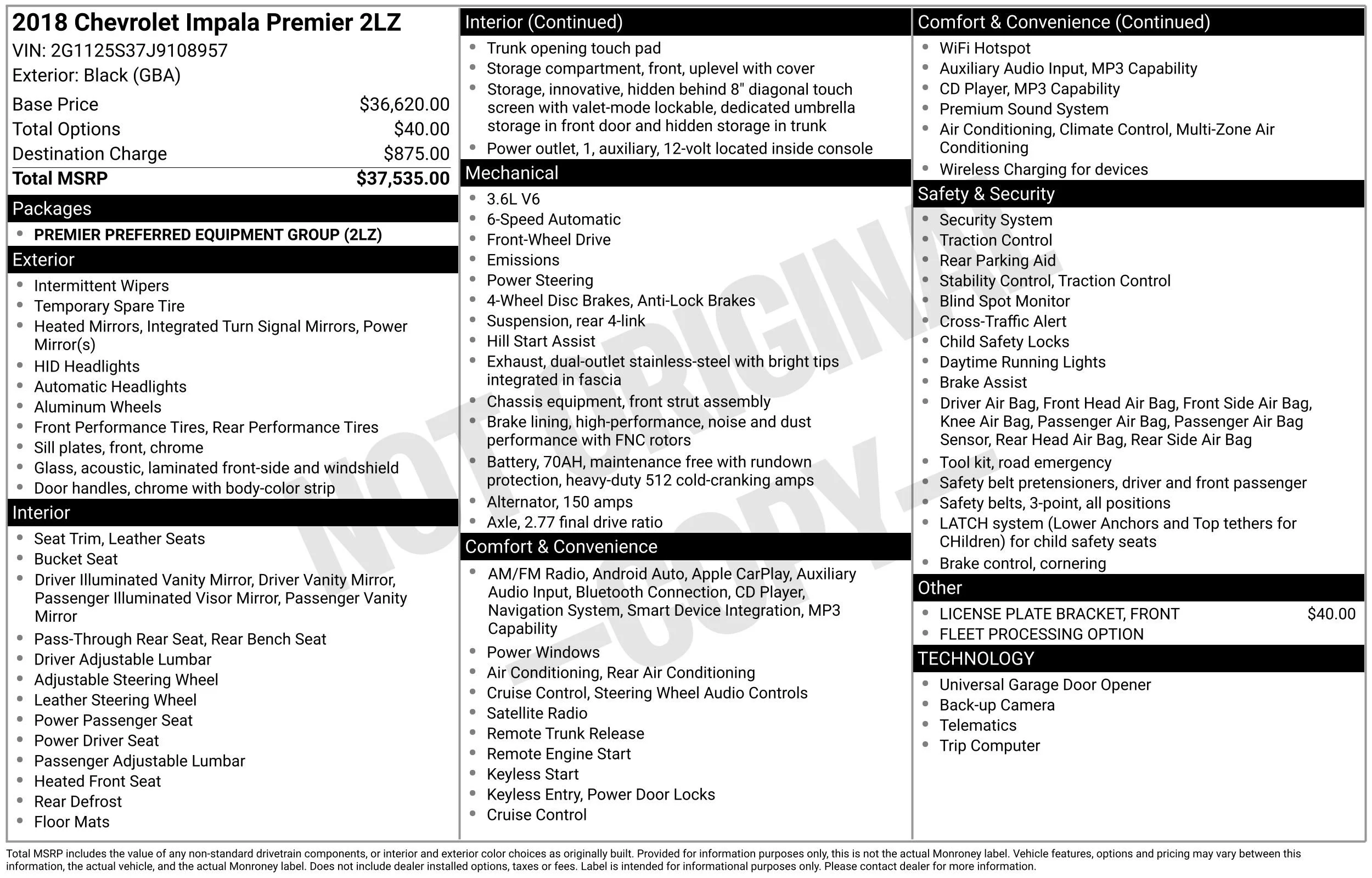 Used 2018 BLACK Chevrolet Premier image 49