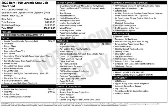 2022 RAM 1500 Laramie 4x4 Crew Cab 5'7's photo