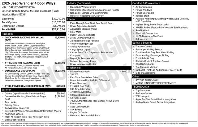 New 2026 Granite Crystal Metallic Clearcoat Jeep Willys image 23