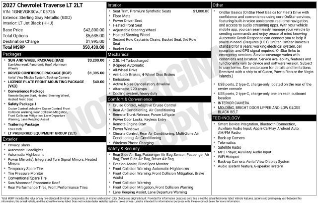 2027 Chevrolet Traverse LT - Photo 25