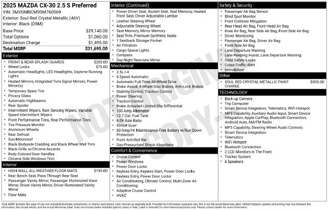 Used 2025 Red Mazda 2.5 S Preferred Package image 2