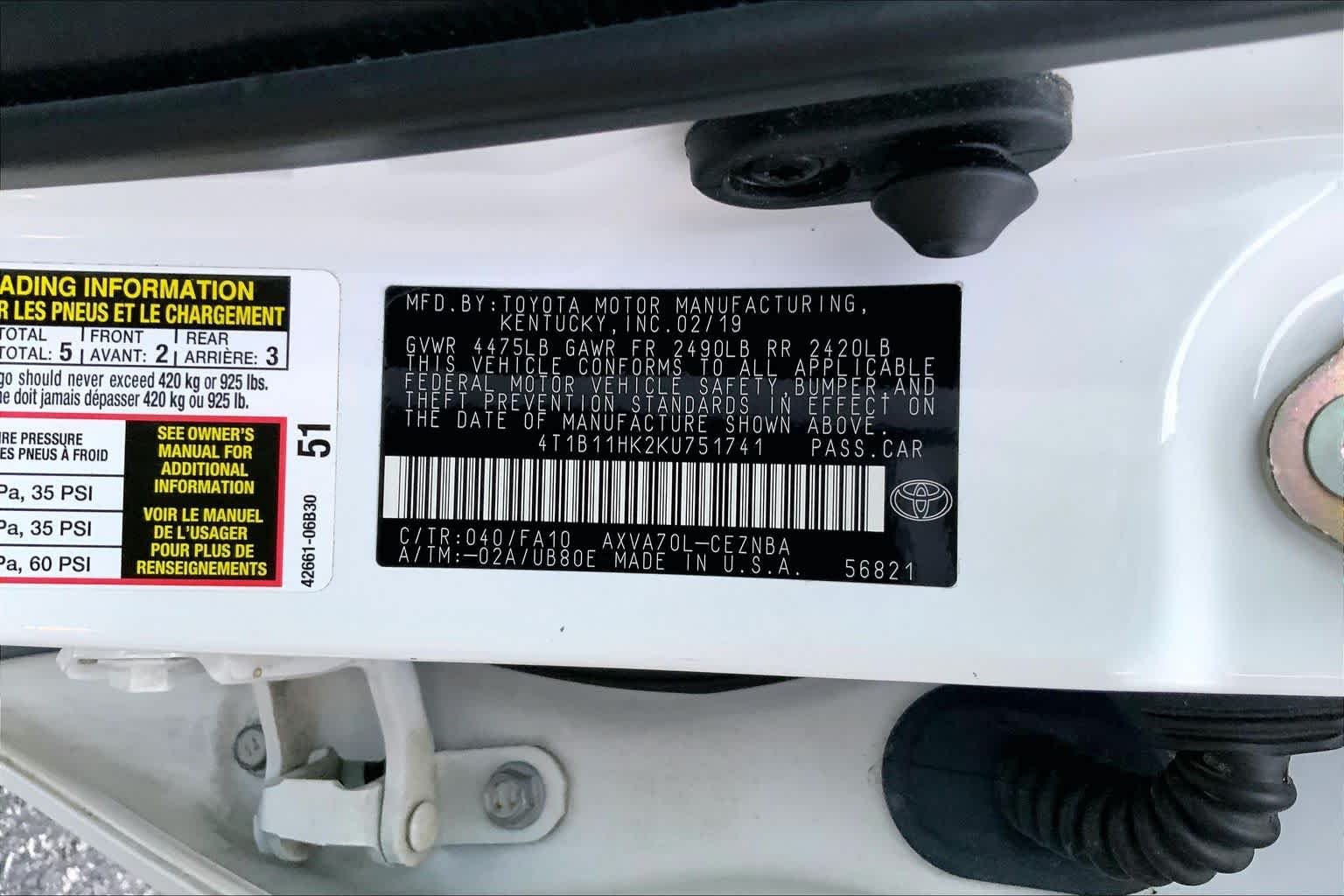 Used 2019 Super White Toyota LE image 31
