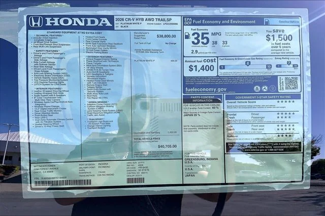 New 2026 Platinum White Pearl Honda TrailSport image 14